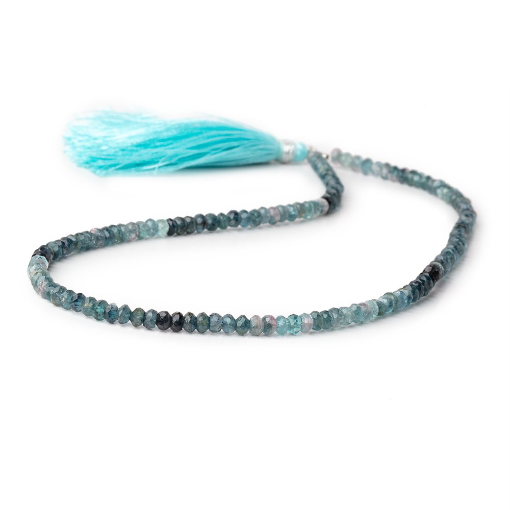 4mm Indicolite Tourmaline Faceted Rondelle Beads 14 inch 140 pieces - Beadsofcambay.com