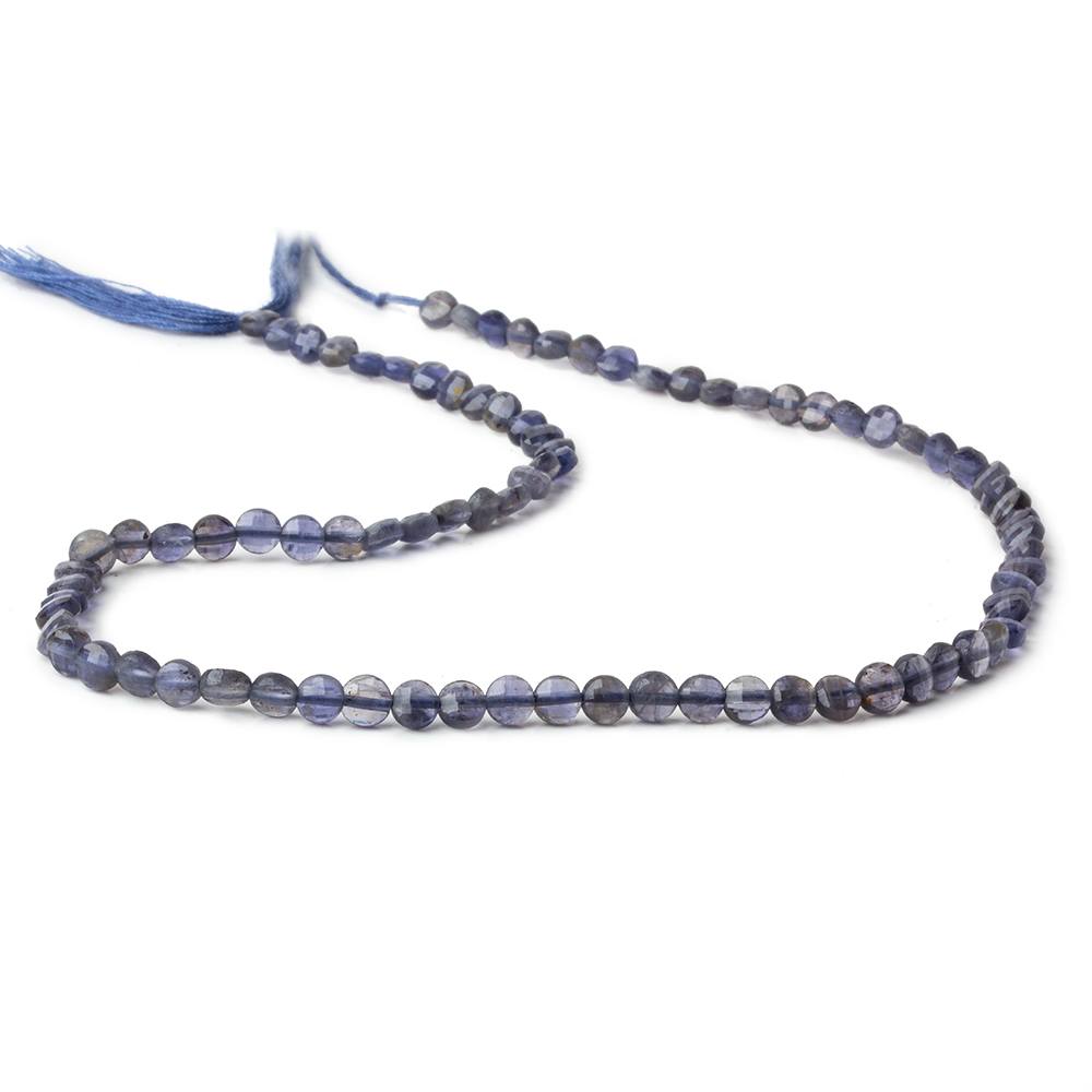 4mm Iolite checkerboard calibrated faceted coins 12.5 inch 85 beads AAA - Beadsofcambay.com