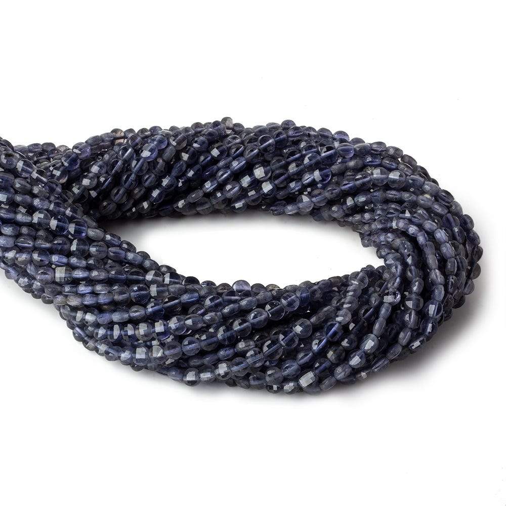 4mm Iolite checkerboard calibrated faceted coins 12.5 inch 85 beads AAA - Beadsofcambay.com