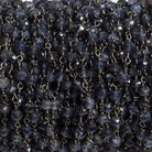 4mm Iolite faceted rondelle Black Gold Chain by the foot 34 pieces - Beadsofcambay.com