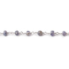 4mm Iolite faceted rondelle Silver plated Chain by the foot - Beadsofcambay.com