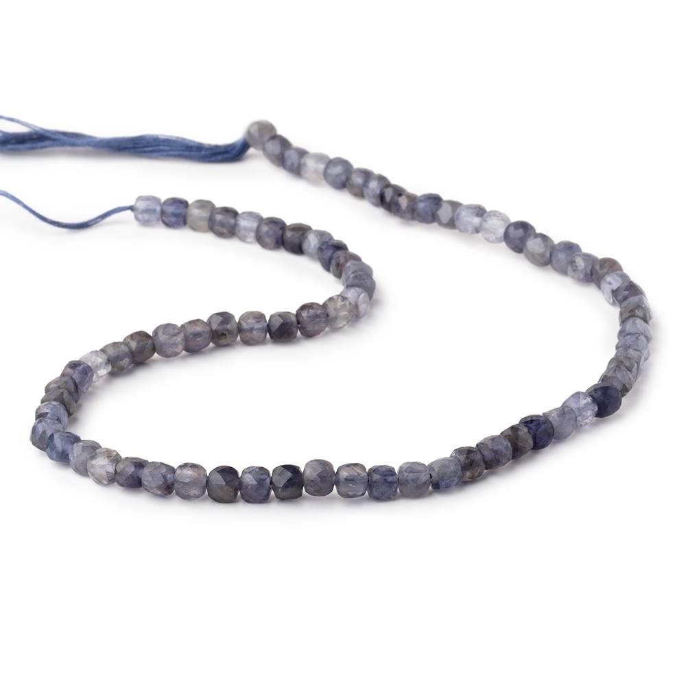 4mm Iolite Micro Faceted Cube Beads 12 inch 75 pieces - Beadsofcambay.com