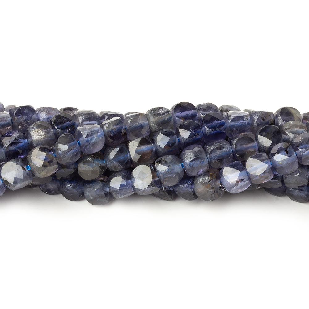 4mm Iolite micro faceted cubes 12 inch 80 beads - Beadsofcambay.com