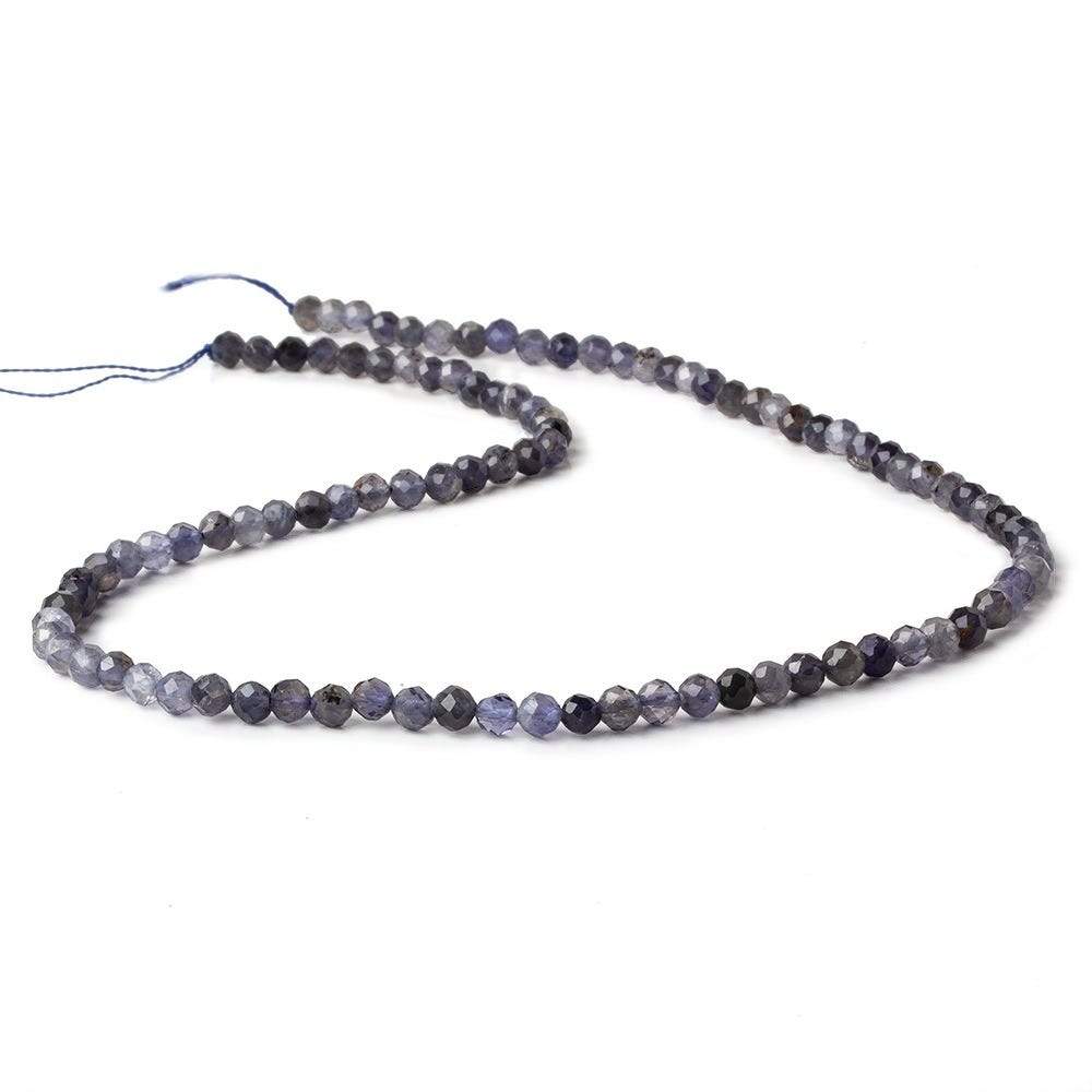 4mm Iolite Micro-faceted round beads 15 inch 99 pieces - Beadsofcambay.com