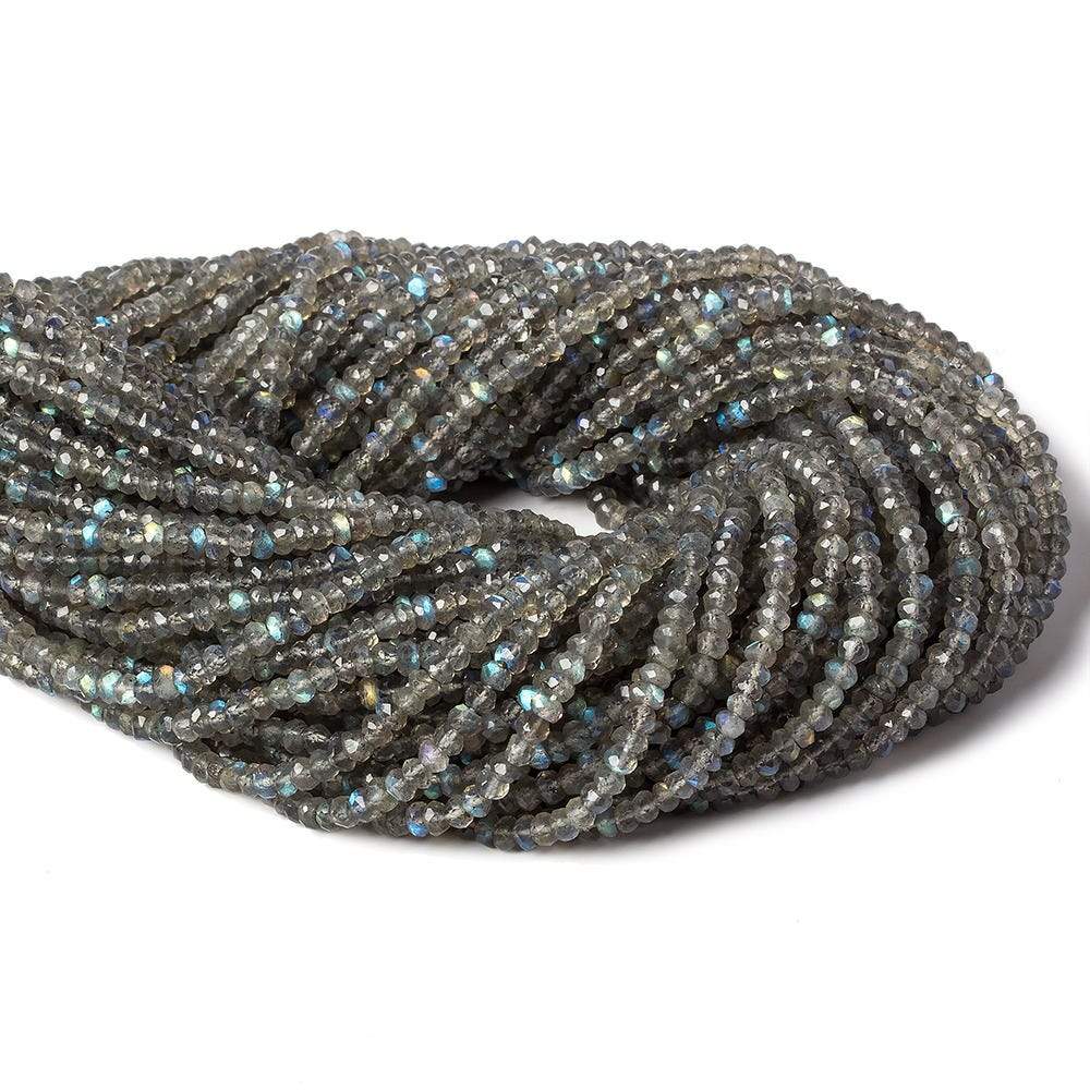 4mm Labradorite faceted rondelle beads 12.5 inch 127 pieces - Beadsofcambay.com