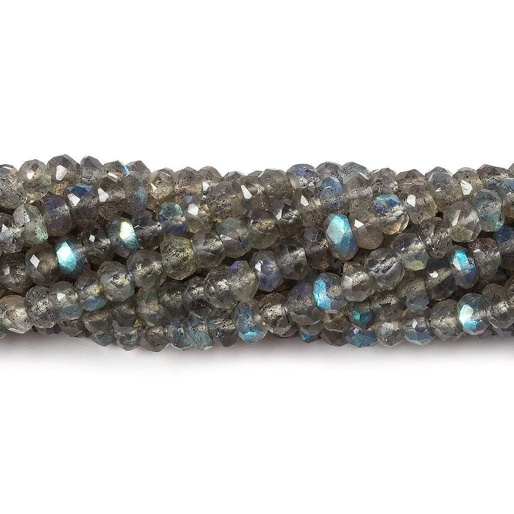 4mm Labradorite faceted rondelle beads 12.5 inch 127 pieces - Beadsofcambay.com