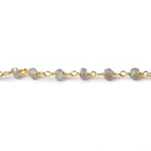 4mm Labradorite faceted rondelle Gold Chain by the foot 36 pieces - Beadsofcambay.com
