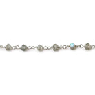 4mm Labradorite faceted rondelle Silver .925 Chain by the foot AA grade - Beadsofcambay.com