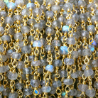 3.5-4mm Labradorite faceted rondelle beads on Vermeil Chain - Beadsofcambay.com