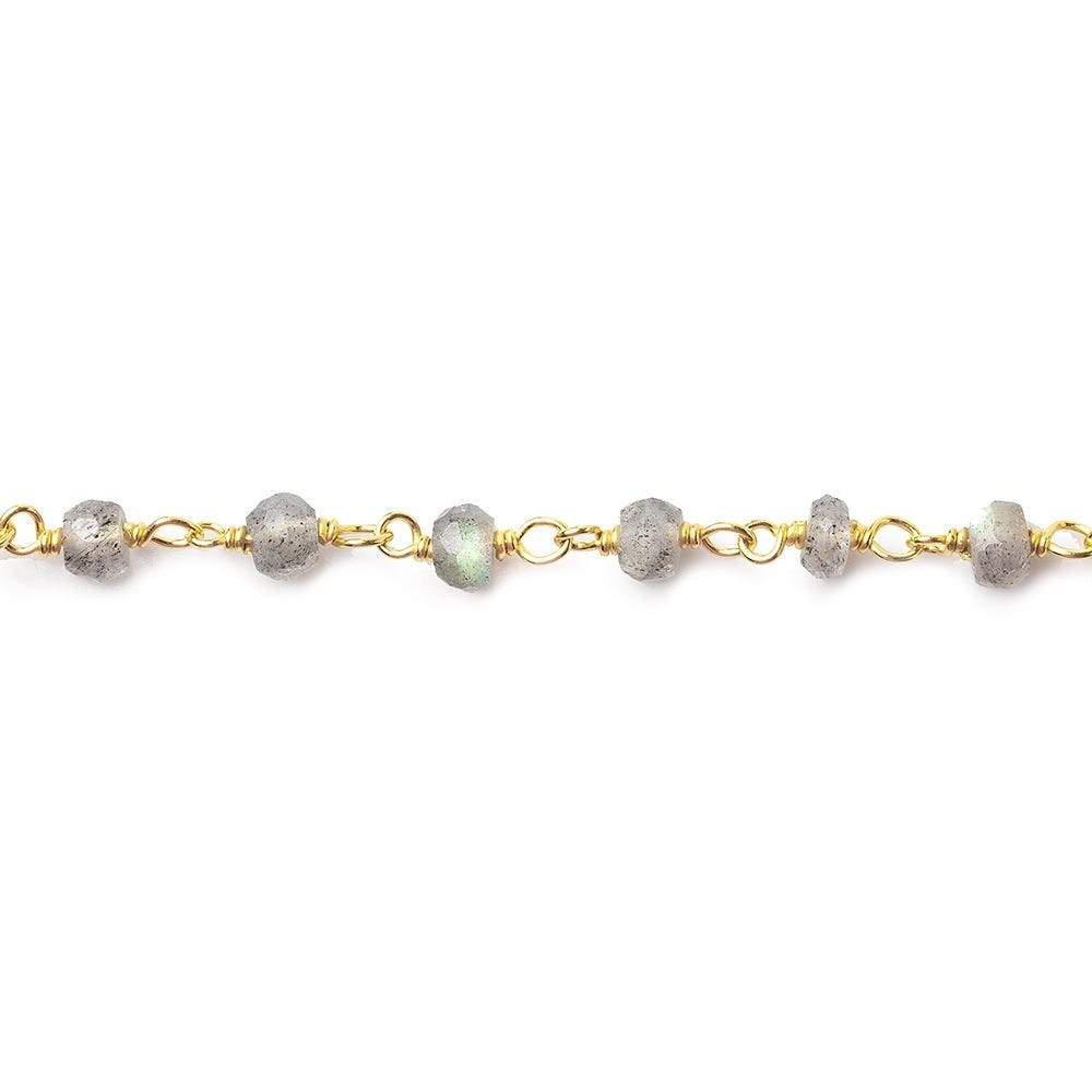 3.5-4mm Labradorite faceted rondelle beads on Vermeil Chain - Beadsofcambay.com