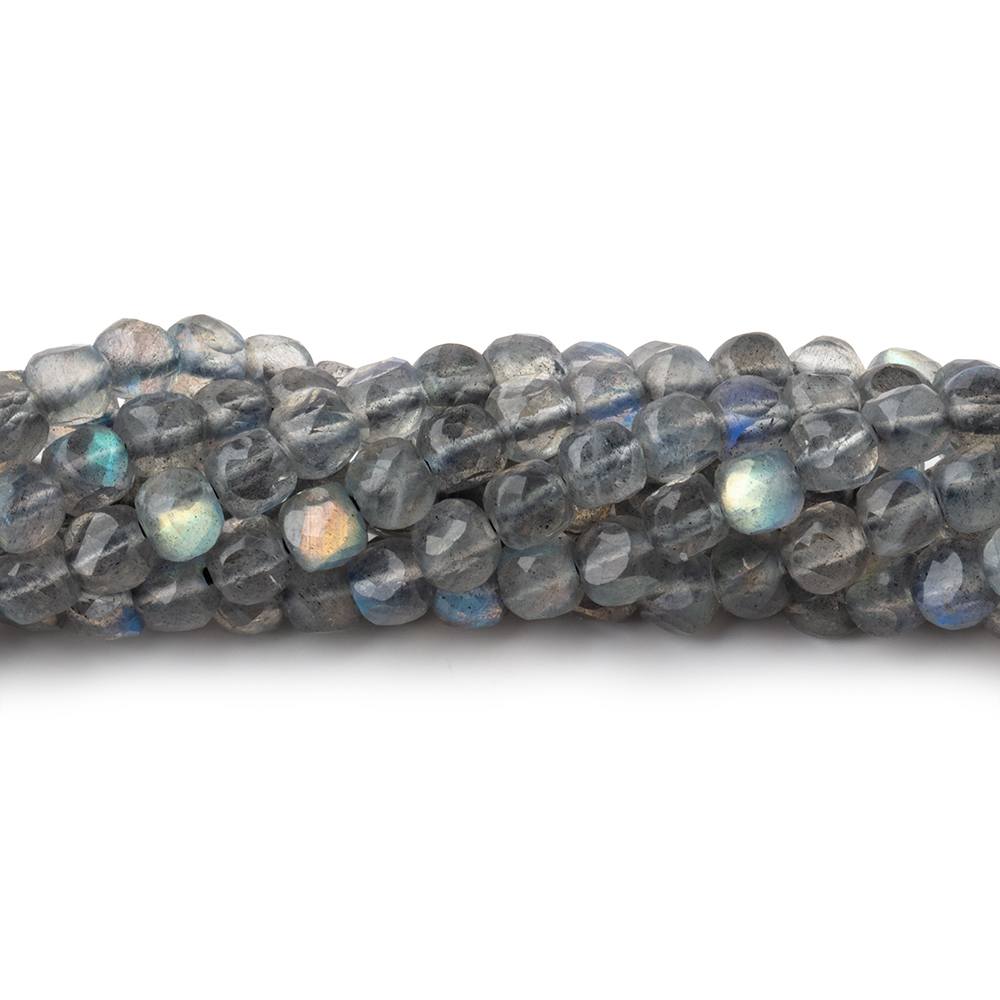 4mm Labradorite Micro Faceted Cube Beads 12 inch 78 pieces - Beadsofcambay.com