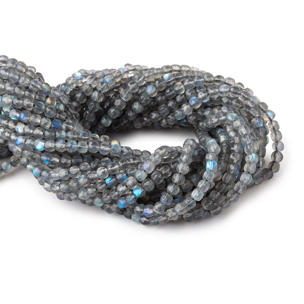 4mm Labradorite Micro Faceted Cube Beads 12 inch 78 pieces - Beadsofcambay.com