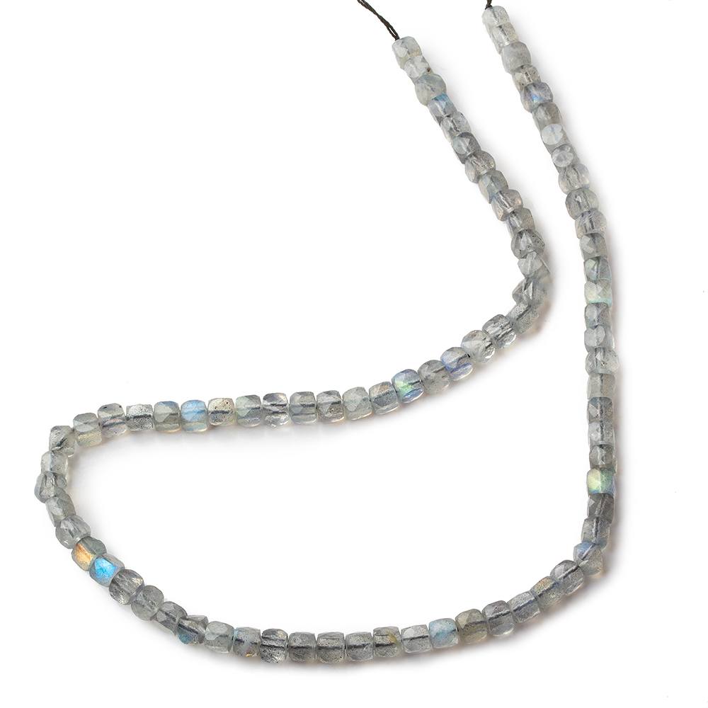 4mm Labradorite micro faceted cubes 12 inch 80 beads - Beadsofcambay.com