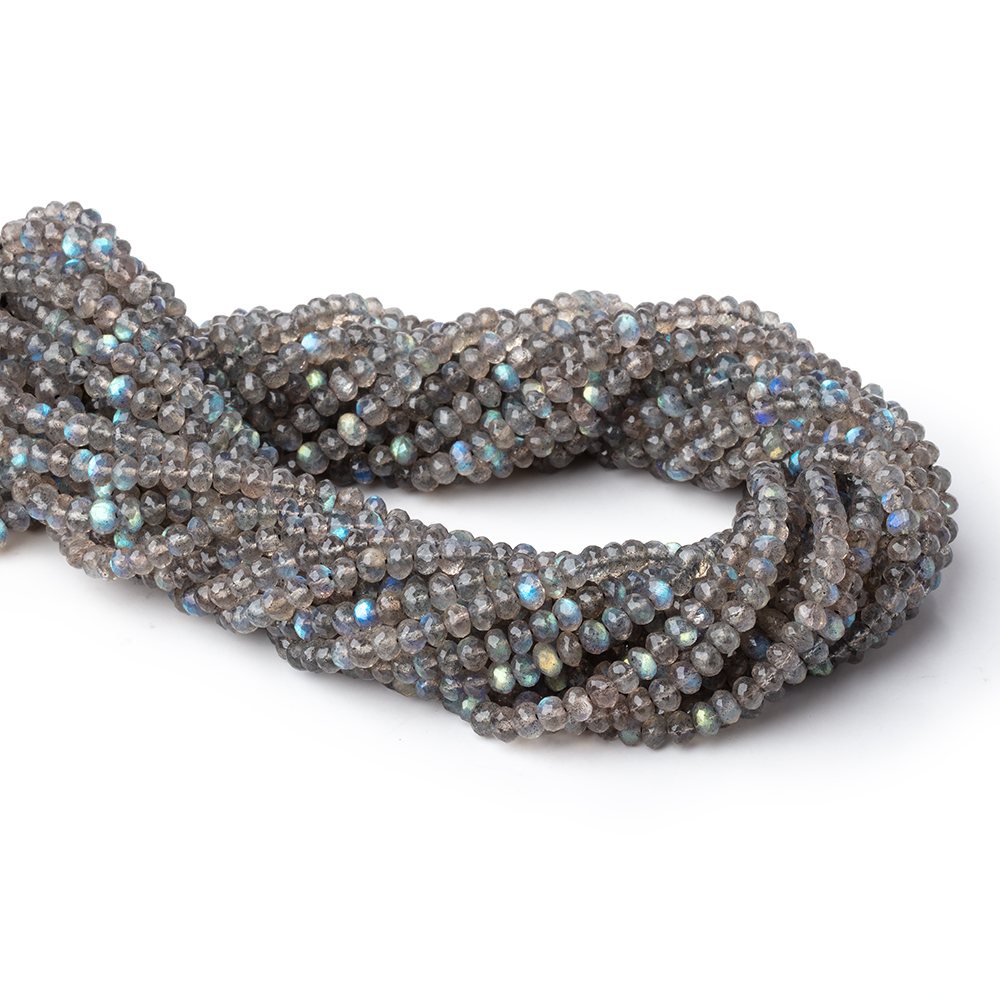 4mm Labradorite Micro Faceted Rondelle Beads 13.5 inch 114 pieces AAA - Beadsofcambay.com