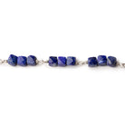 4mm Lapis Lazuli Micro Faceted Cube Silver Chain by the Foot - Beadsofcambay.com