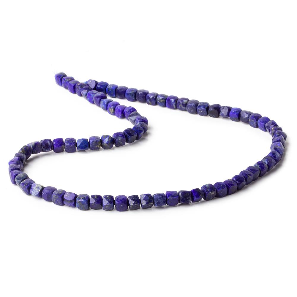 4mm Lapis Lazuli micro faceted cubes 12.5 inch 78 beads - Beadsofcambay.com