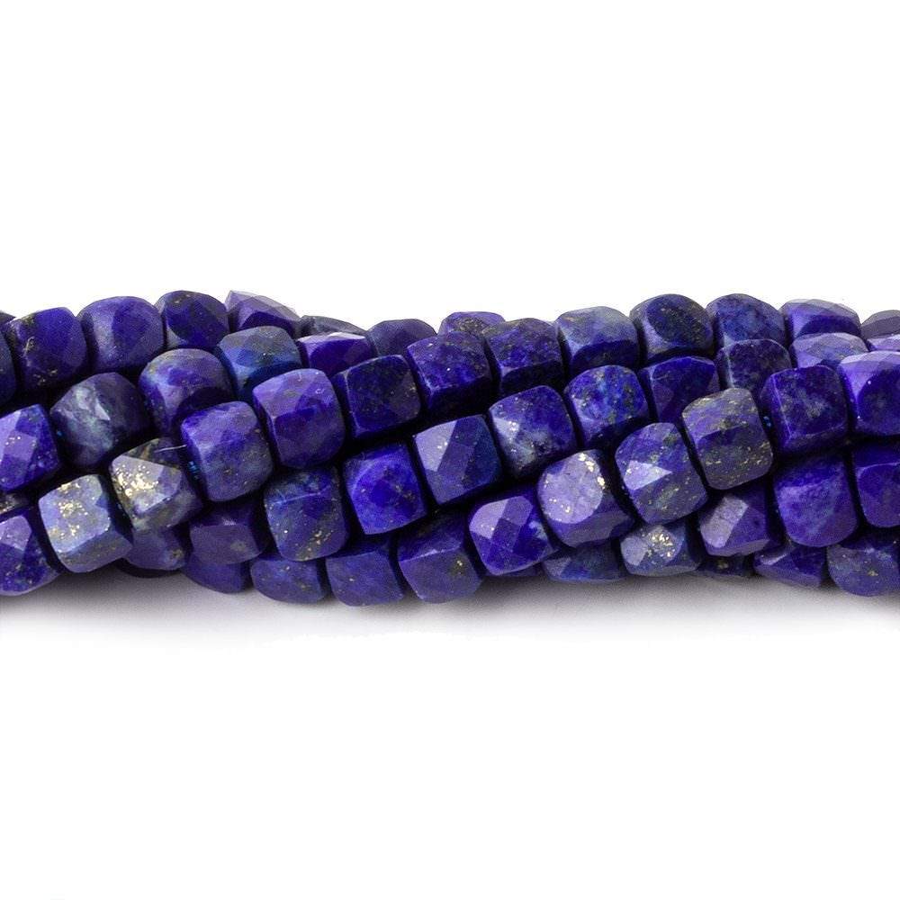 4mm Lapis Lazuli micro faceted cubes 12.5 inch 78 beads - Beadsofcambay.com