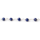 4mm Lapis Lazuli Micro Faceted Rounds on Silver Plated Chain - Beadsofcambay.com