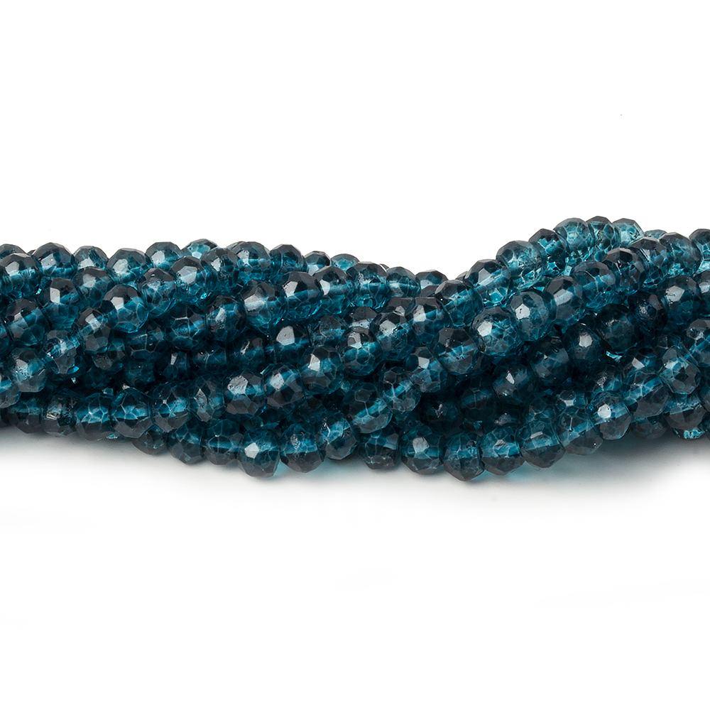 4mm London Blue Quartz Faceted Rondelle Beads 13 inch 100 pieces - Beadsofcambay.com