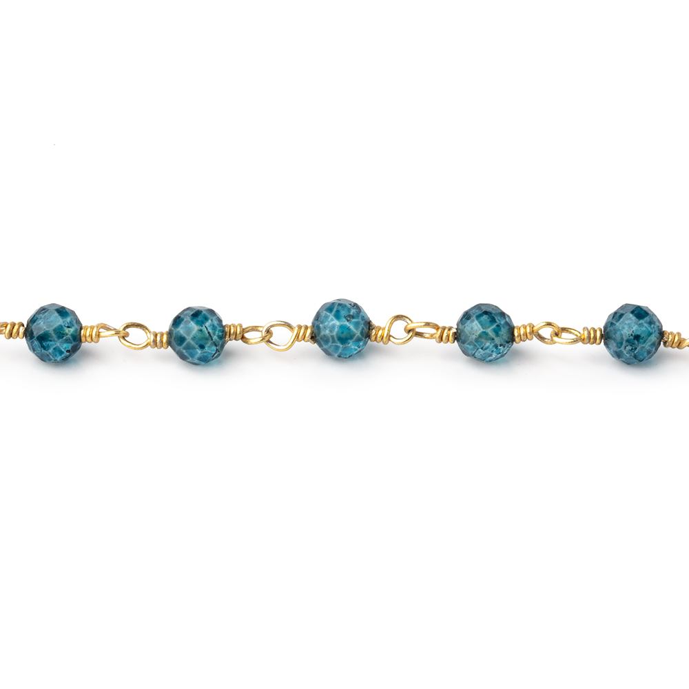 4mm London Blue Quartz Micro Faceted Rounds on Gold Plated Chain - Beadsofcambay.com