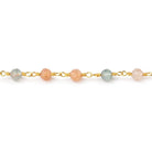 4mm Madagascar Sunstone Micro Faceted Rounds on Gold Plated Chain - Beadsofcambay.com