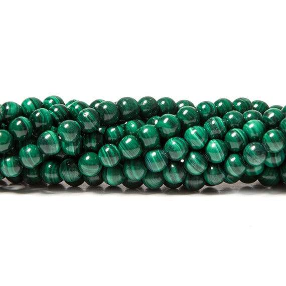 4mm Malachite plain round beads 16 inch 100 pieces - Beadsofcambay.com