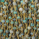4mm Matte African Turquoise faceted rondelle Gold plated Chain  - Beadsofcambay.com