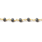4mm Matte Hematite faceted rondelle Gold plated Chain by the foot 34 pcs - Beadsofcambay.com