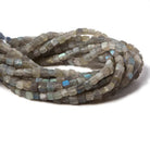 4mm Matte Labradorite plain cube beads 7.5 inches 44 pieces - Beadsofcambay.com
