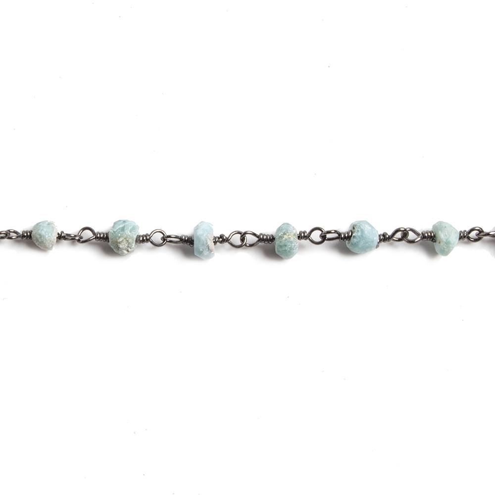 4mm Matte Larimar faceted rondelle Black Gold Chain by the foot 34 pieces - Beadsofcambay.com