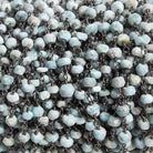 4mm Matte Larimar faceted rondelle Black Gold Chain by the foot 34 pieces - Beadsofcambay.com