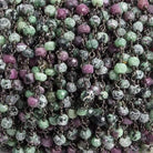 4mm Matte Ruby in Zoisite faceted rondelle Black Gold Chain by the foot 34 pieces - Beadsofcambay.com