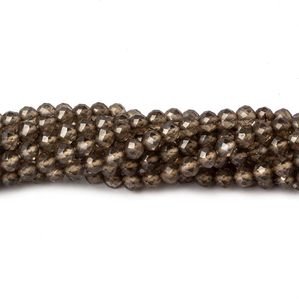 4mm Smoky Quartz Faceted Round Beads 12.5 inch 80 pieces - Beadsofcambay.com