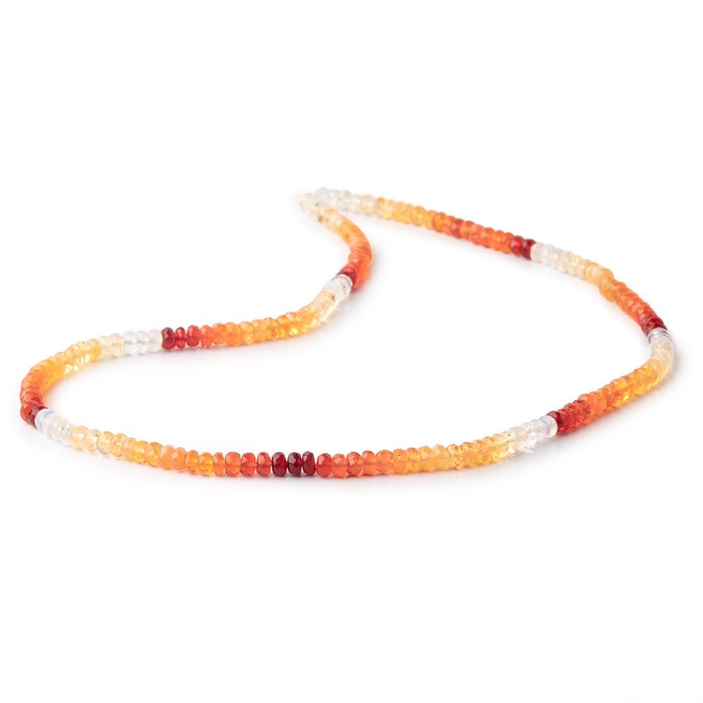 4mm Mexican Fire Opal Faceted Rondelles 16 inch 166 beads AAA - Beadsofcambay.com