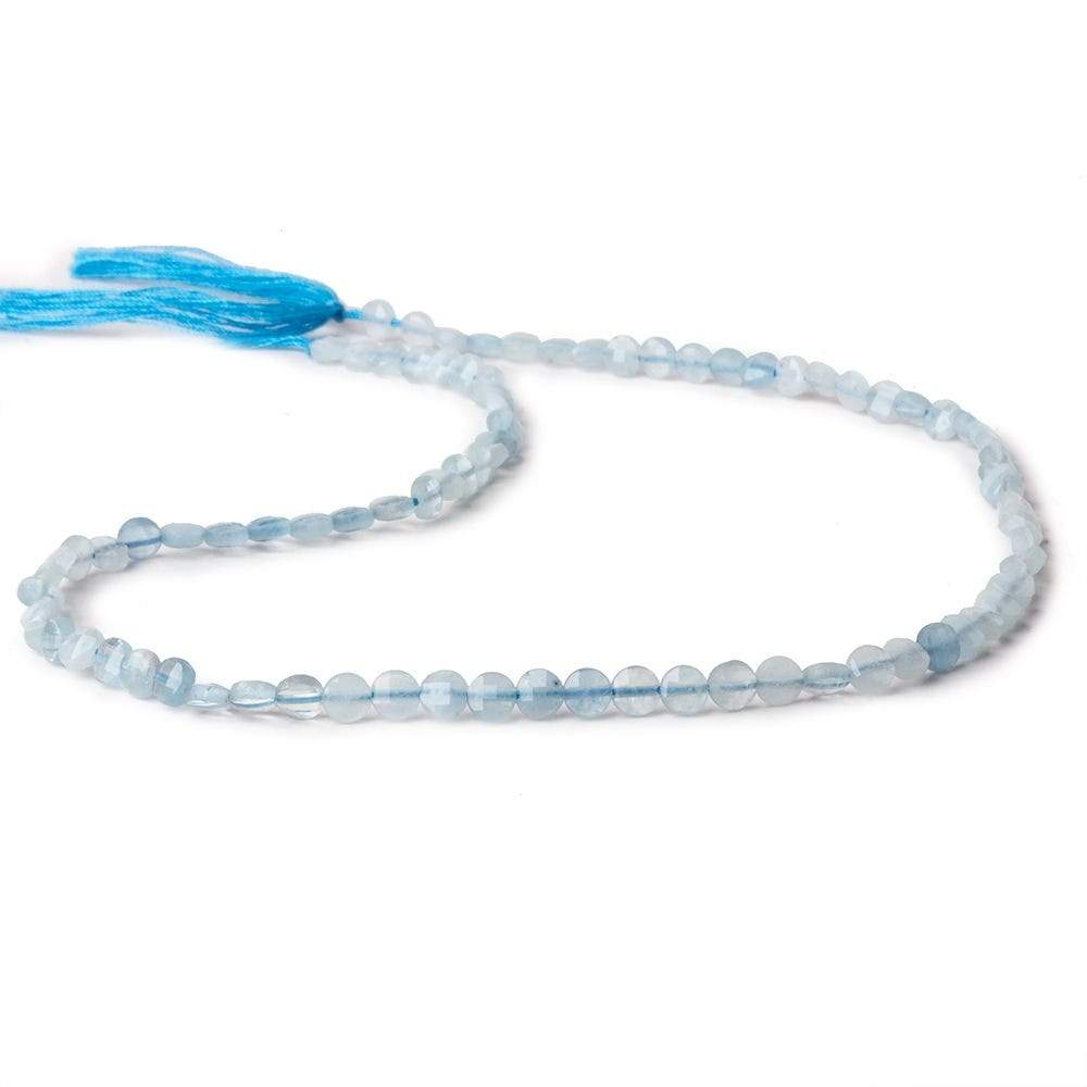 4mm Milky Aquamarine checkerboard calibrated faceted coins 12.5 inch 85 beads AAA - Beadsofcambay.com