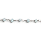 4mm Milky Aquamarine faceted rondelle Silver Chain by the foot 34 pieces - Beadsofcambay.com