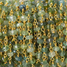 4mm Moss Aquamarine tonal faceted rondelle Vermeil Chain by the foot 40 beads AAA - Beadsofcambay.com