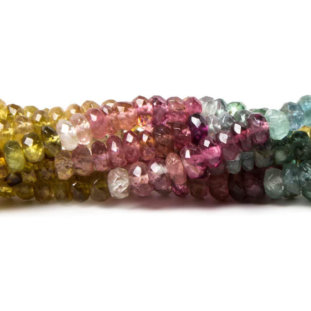 4mm Multi Color Afghani Tourmaline Faceted Rondelle - Beadsofcambay.com