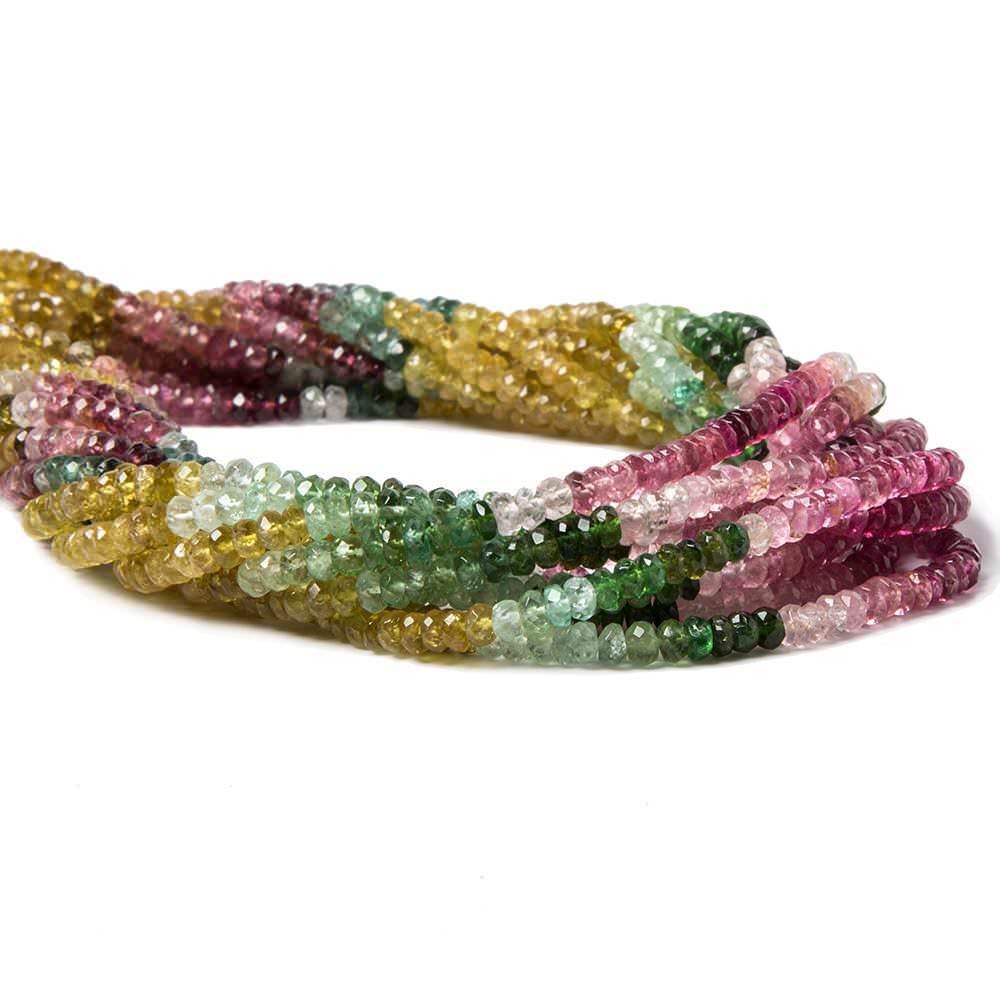 4mm Multi Color Afghani Tourmaline Faceted Rondelle - Beadsofcambay.com