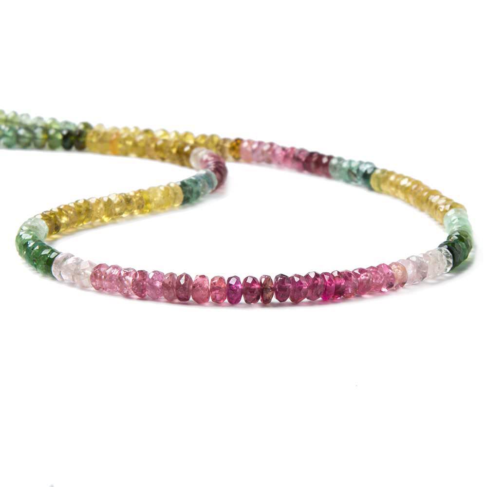 4mm Multi Color Afghani Tourmaline Faceted Rondelle - Beadsofcambay.com