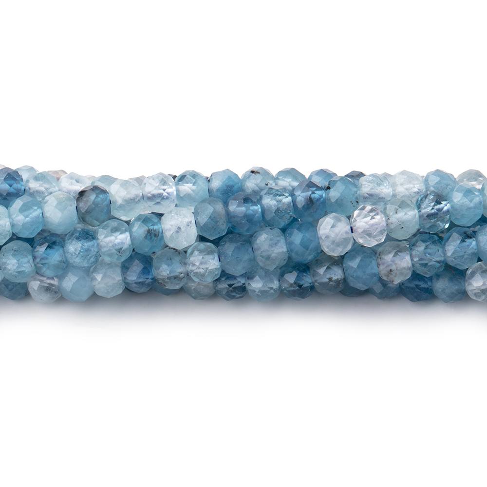 Beadsofcambay 4mm Multi Color Aquamarine Micro Faceted Rondelles 15.25 inch 126 Beads