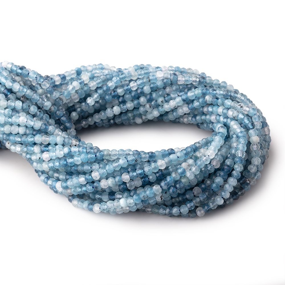 4mm Multi Color Aquamarine Micro Faceted Rondelles 15.25 inch 126 Beads - Beadsofcambay.com