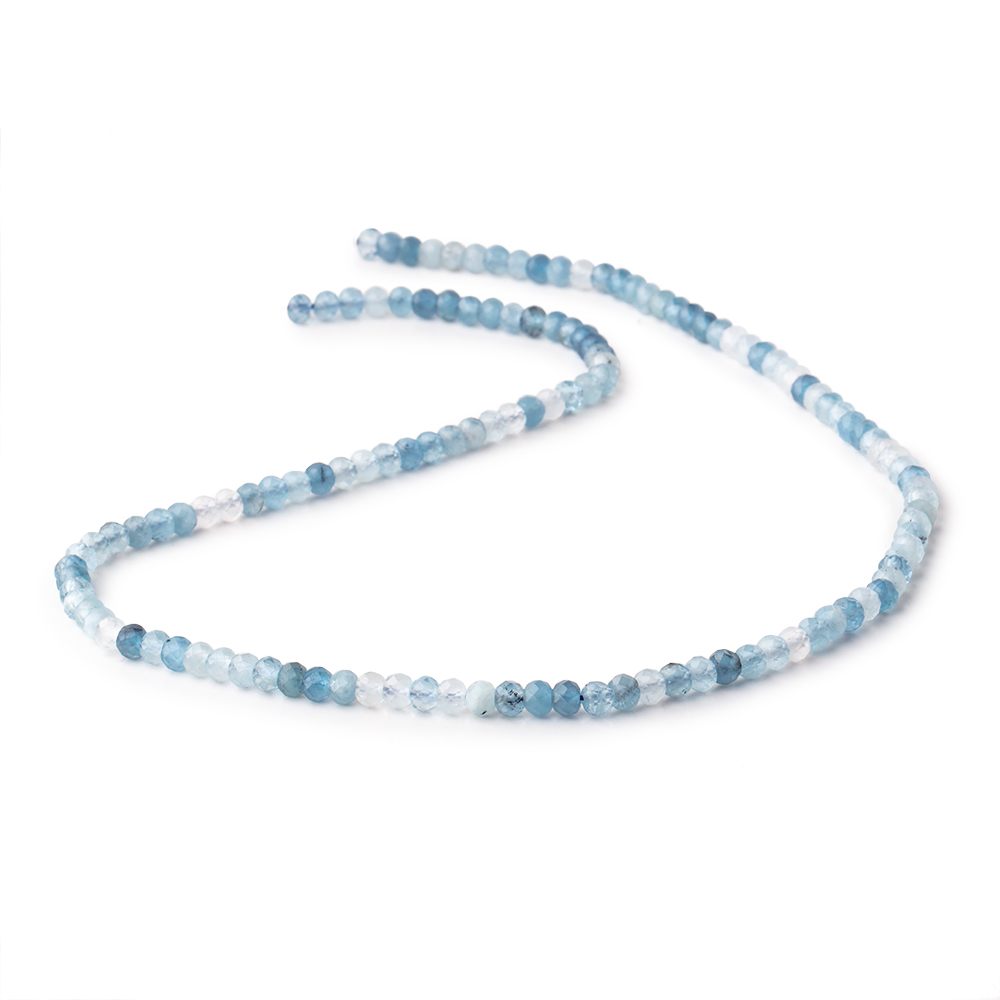 4mm Multi Color Aquamarine Micro Faceted Rondelles 15.25 inch 126 Beads - Beadsofcambay.com