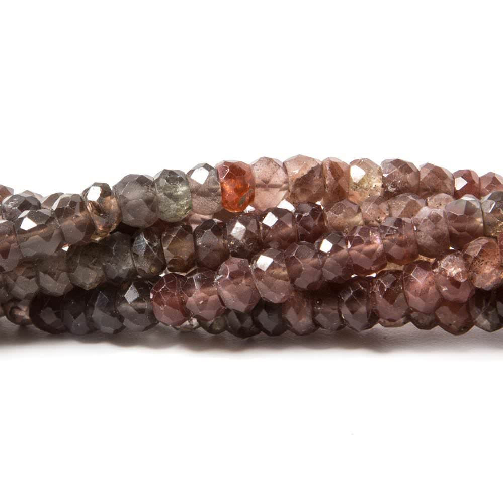 4mm Multi Color Cat's Eye Scapolite faceted rondelle 15.5 in 131 beads - Beadsofcambay.com