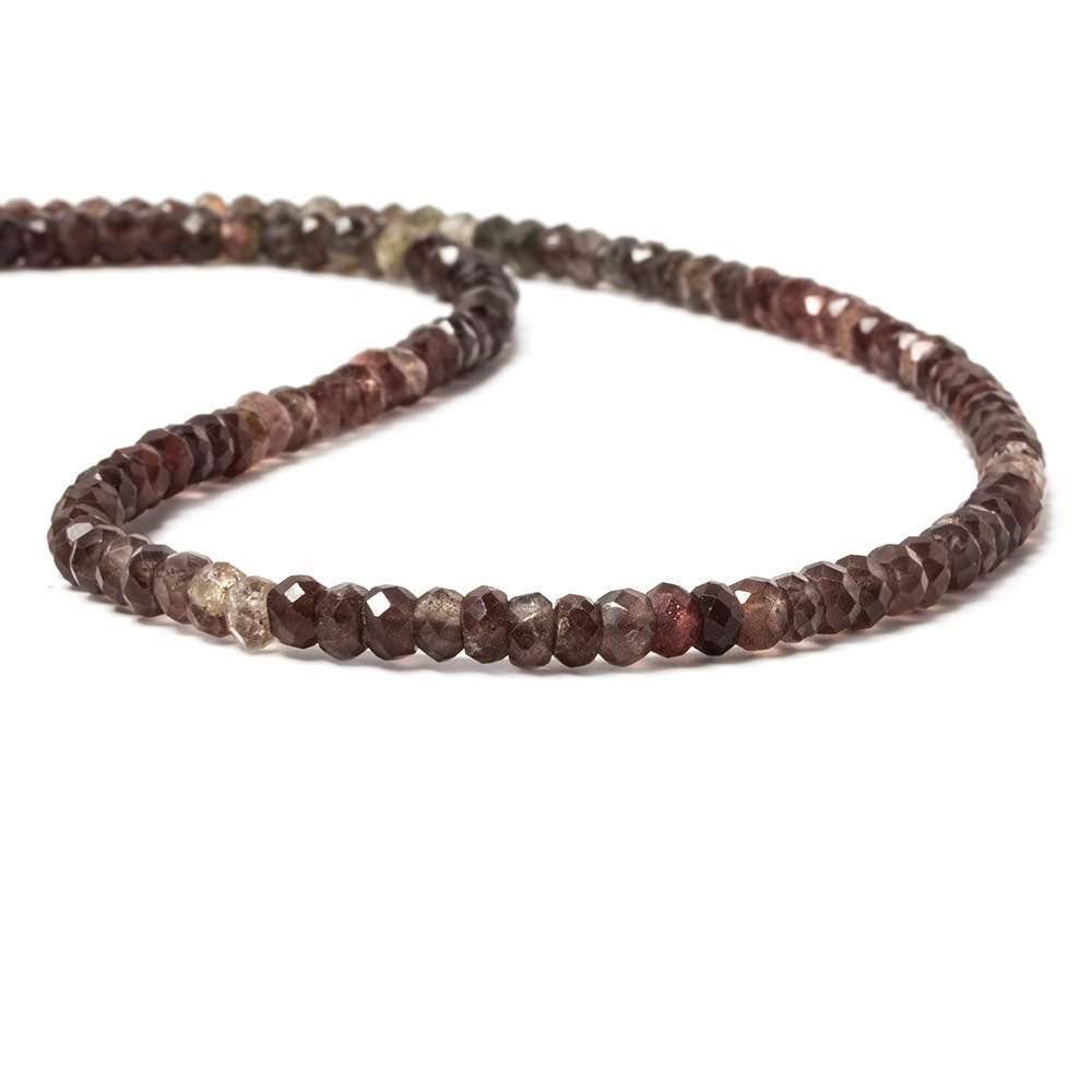 4mm Multi Color Cat's Eye Scapolite faceted rondelle 15.5 in 131 beads - Beadsofcambay.com