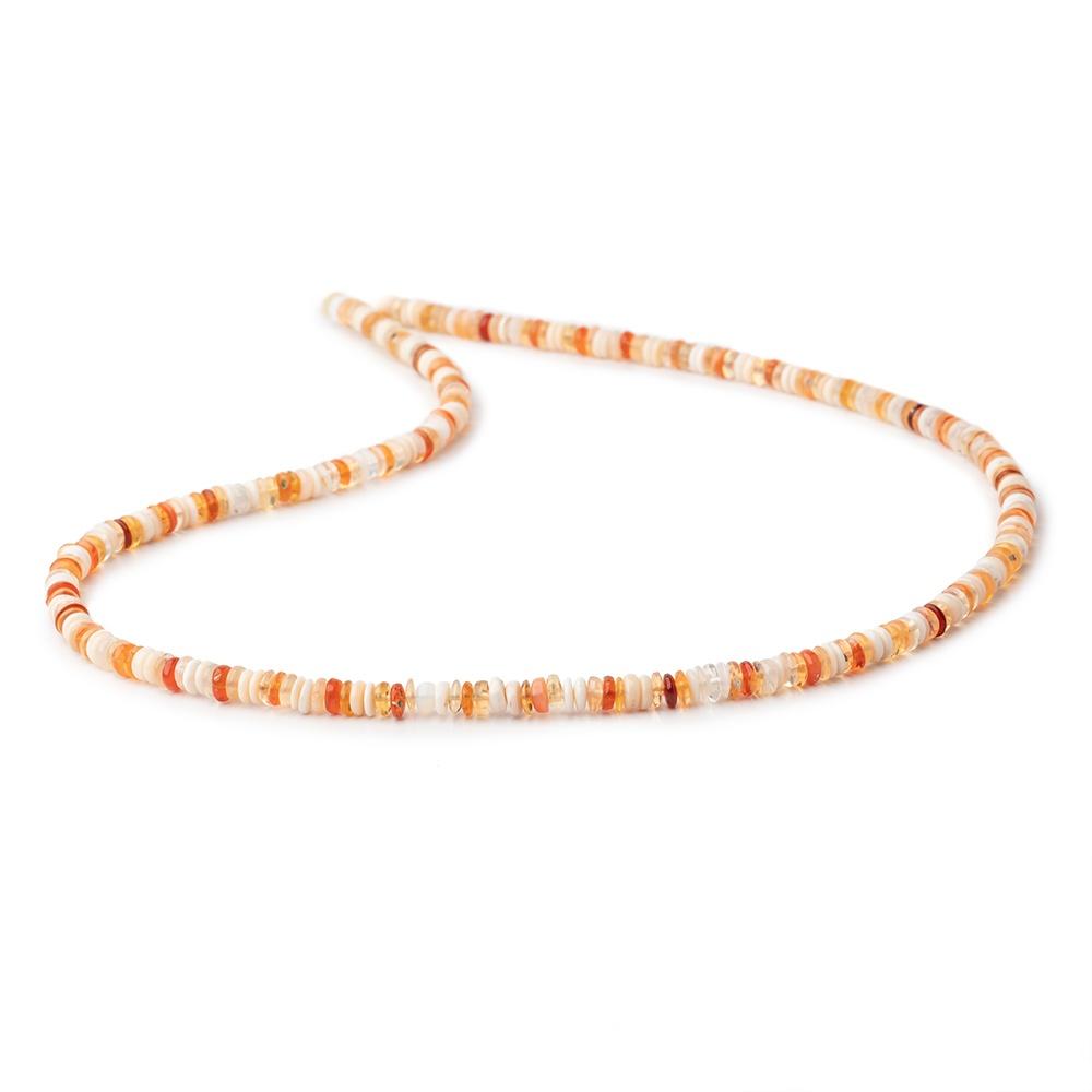 4mm Multi Color Fire Opal Plain Rondelle Beads 18 inch 290 pieces - Beadsofcambay.com