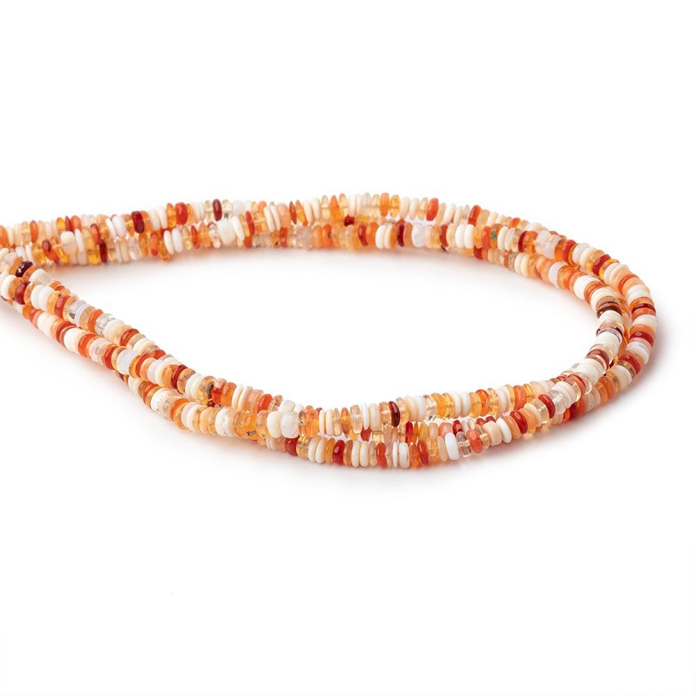 4mm Multi Color Fire Opal Plain Rondelle Beads 18 inch 290 pieces - Beadsofcambay.com