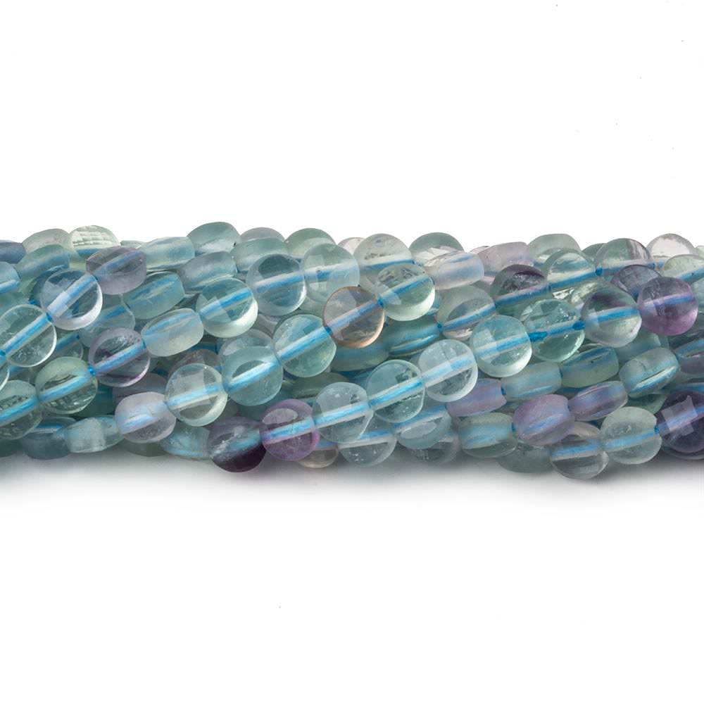 4mm Multi Color Fluorite checkerboard calibrated faceted coins 12.5 inch 85 beads AAA - Beadsofcambay.com