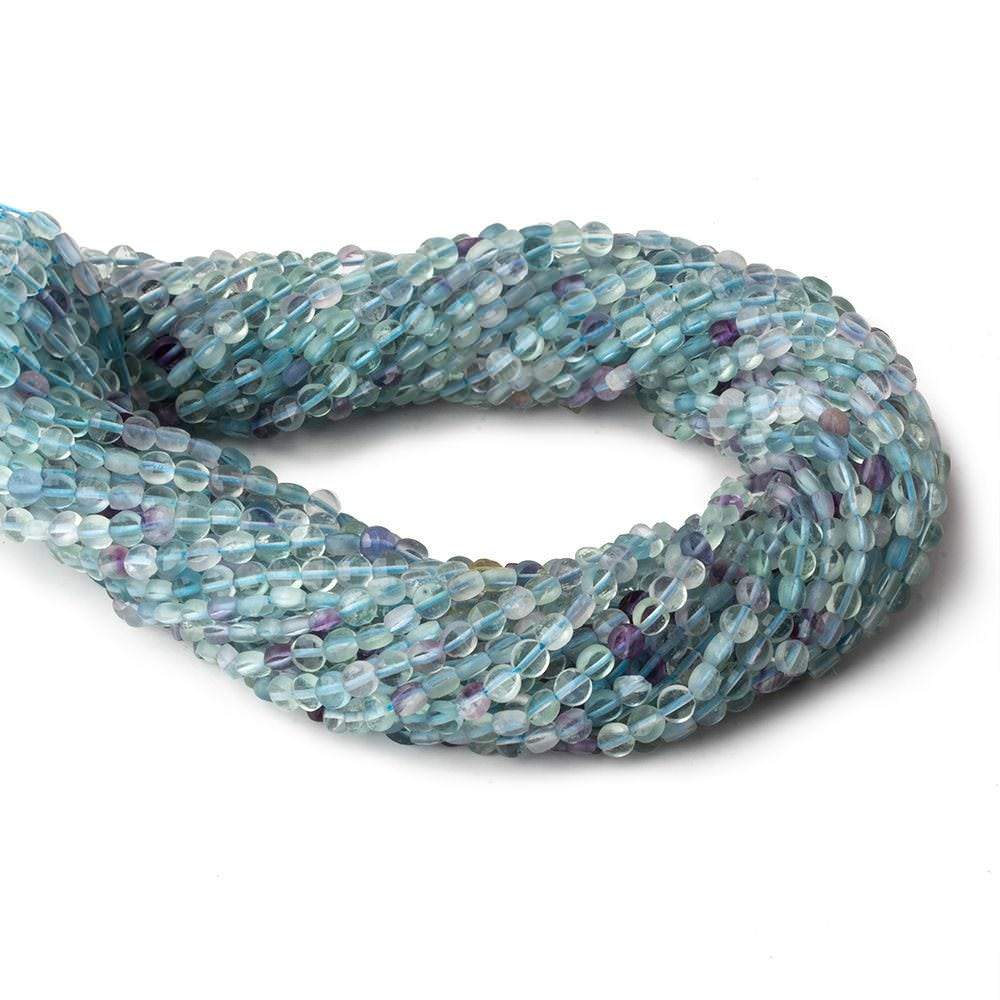 4mm Multi Color Fluorite checkerboard calibrated faceted coins 12.5 inch 85 beads AAA - Beadsofcambay.com