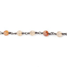 4mm Multi Color Hessonite Faceted Coins on Black Gold Plated Chain by the Foot 28 Beads - Beadsofcambay.com